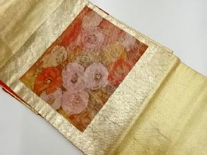 リサイクル　箔置き花模様織出し名古屋帯